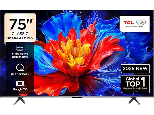 TCL 75P8K 75 inç 4K UHD QLED Google TV - Distribütör Garantili